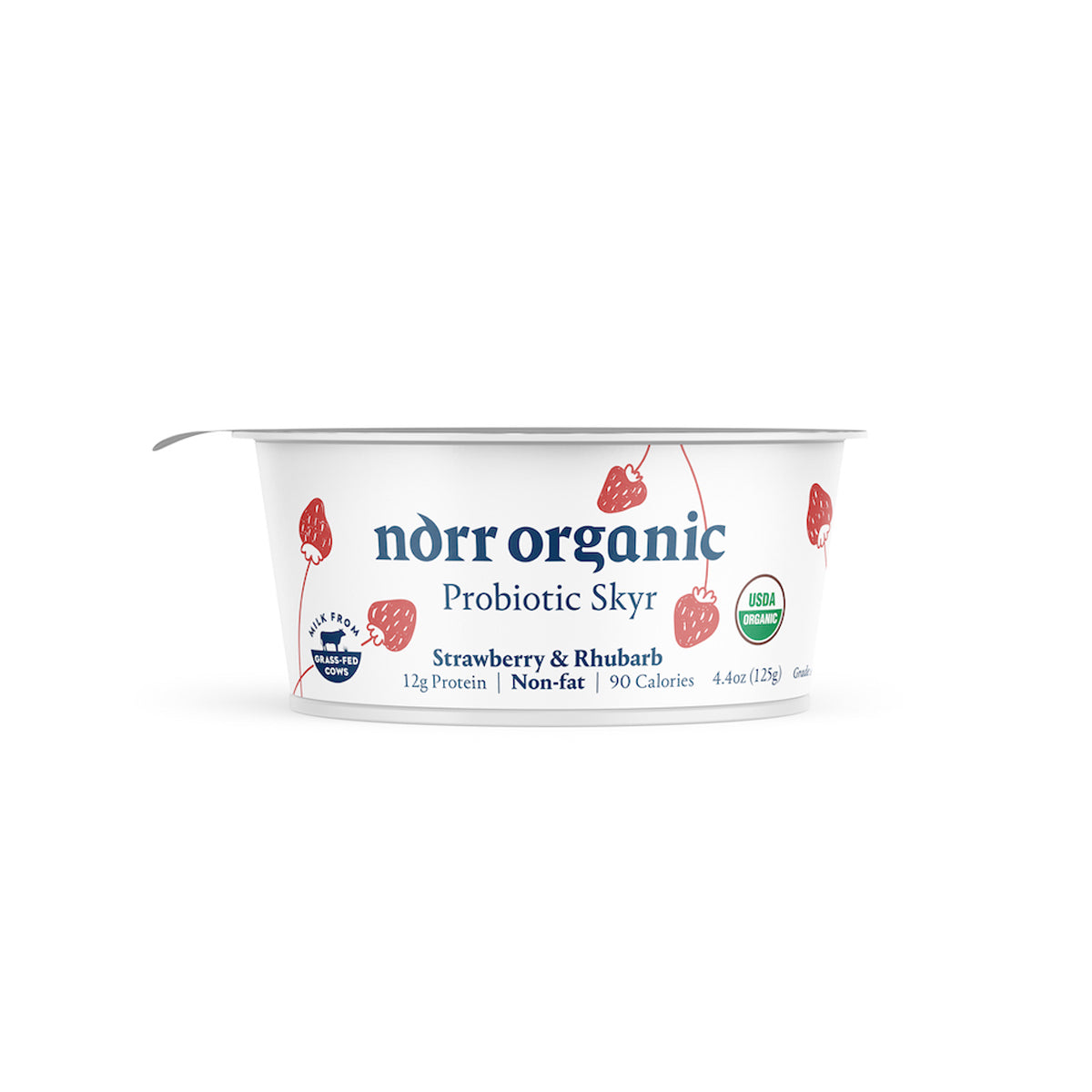 Wholesale BoxNCase Organic Strawberry & Rhubarb Skyr Yogurt 4.4 Oz Jar-12ct Case Bulk