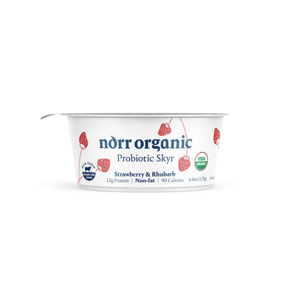Wholesale BoxNCase Organic Strawberry & Rhubarb Skyr Yogurt 4.4 Oz Jar- Bulk