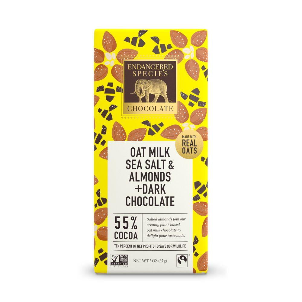Endangered Species Oat Milk Sea Salt & Almonds Dark Chocolate 3 Oz