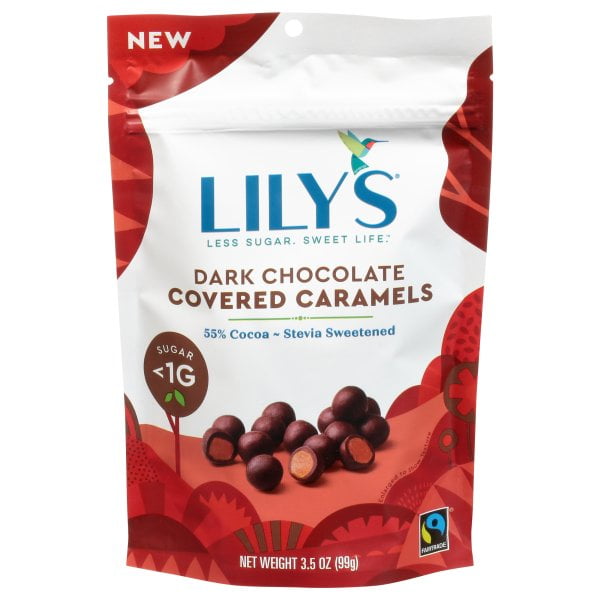 Lilys Sweets Dark Chocolate Covered Caramels 3.5 Oz