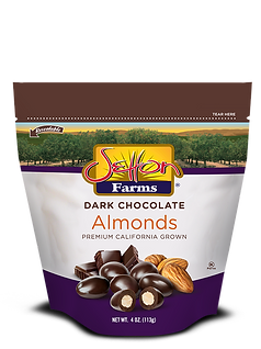 Setton Farms Premium Dark Chocolate Almonds Stand Up Zip Lock 4 Oz Bag