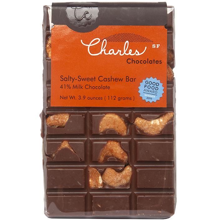 Charles Chocolates Salty-Sweet Cashew Bar 3.9oz 12ct