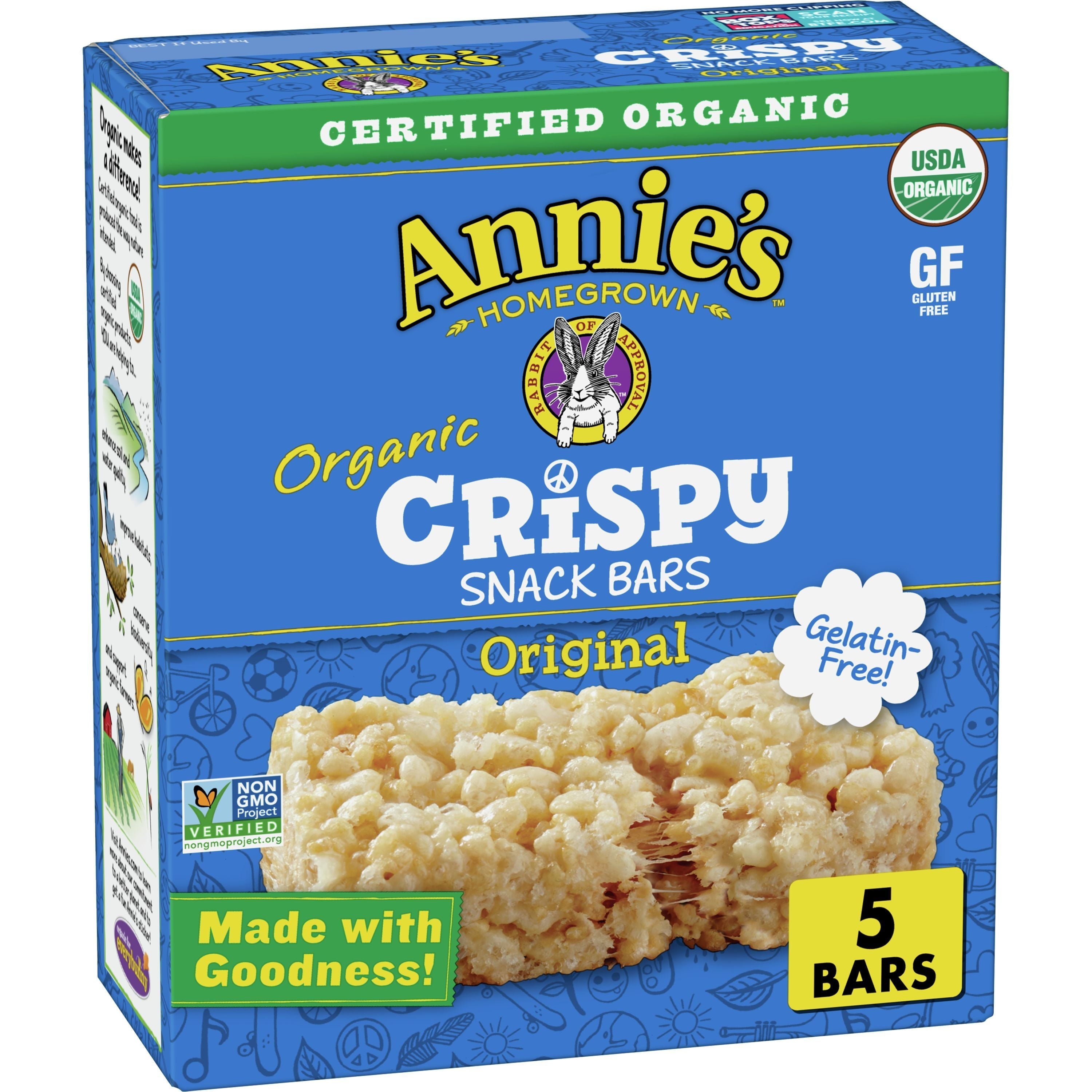 Annie's Homegrown Crispy Snack Bars Original 3.9 Oz Bar