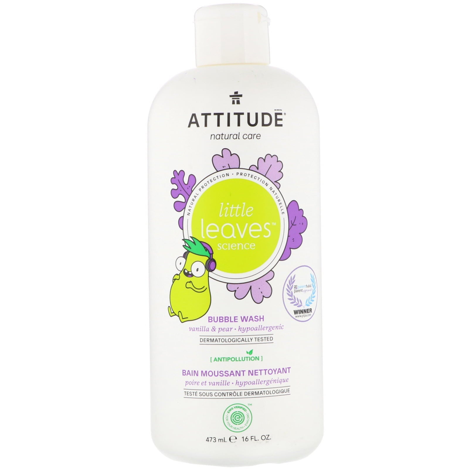 Attitude Little Leaves Science Bubble Wash Vanilla Pear 16 oz Bottle