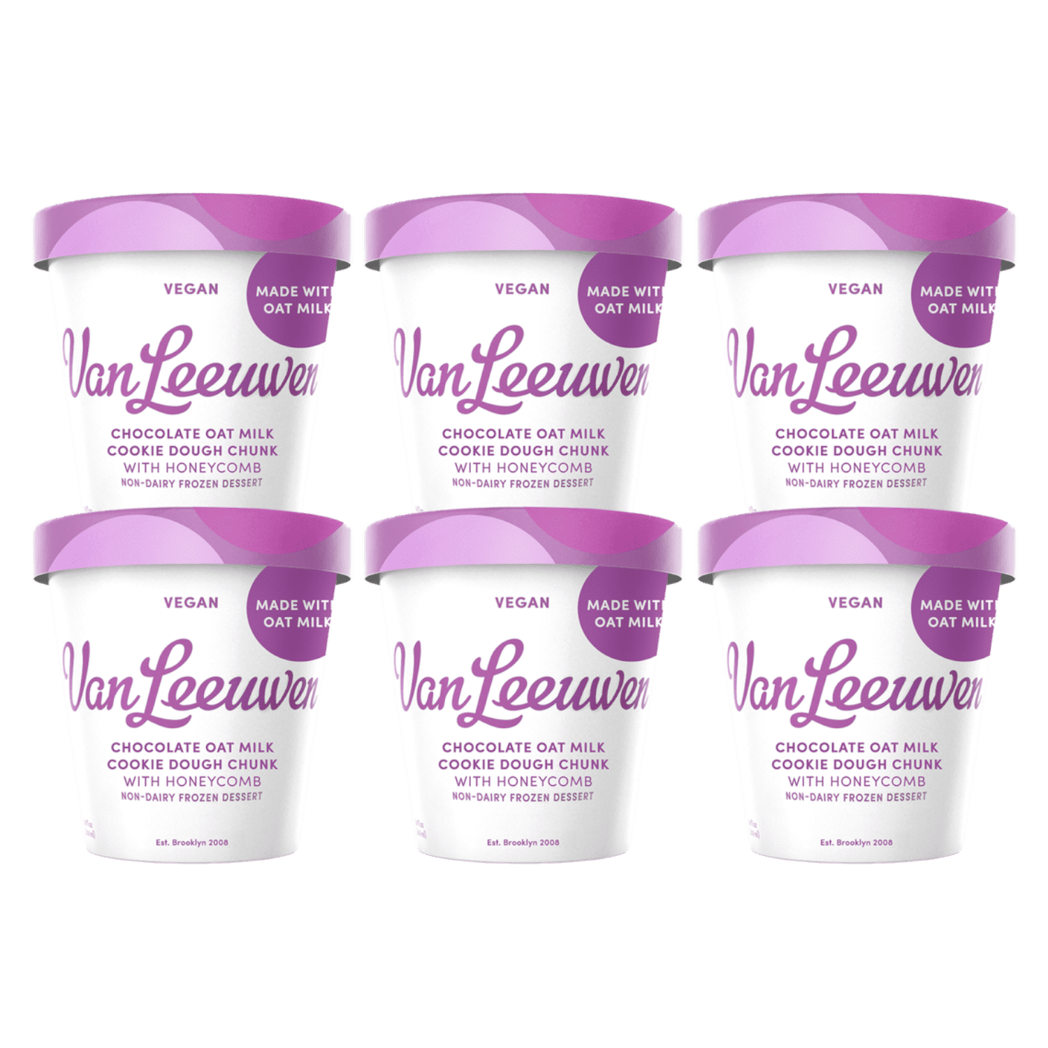 Van Leeuwen Oat Milk Chocolate Cookie Dough Chunk Ice Cream Pint 14 Oz