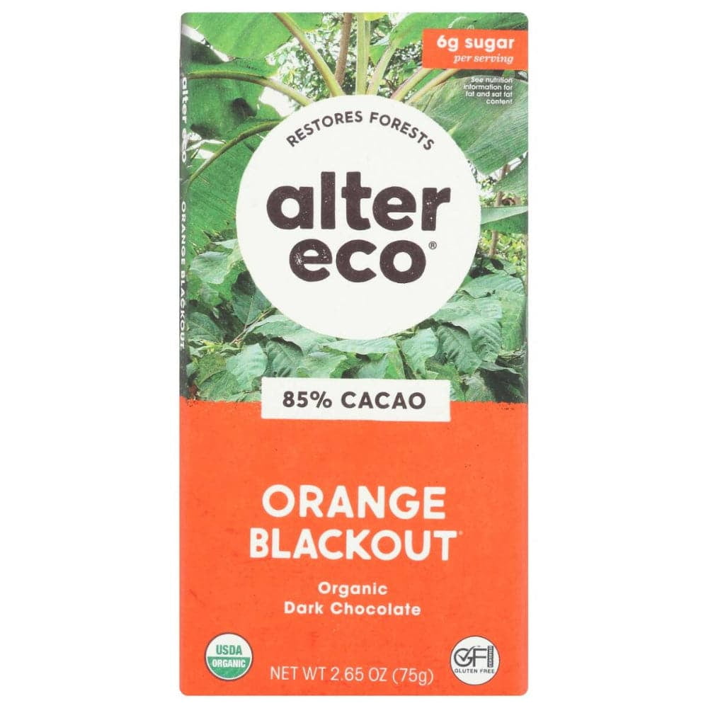 Alter Eco Dark Chocolate Orange Blackout 2.65 Oz Bar