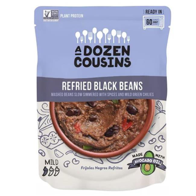 A Dozen Cousins Black Beans Refried 10 Oz Pouch