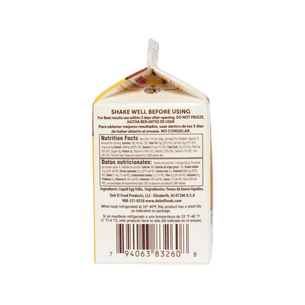 Wholesale Deb-El Liquid Cage-Free Egg Yolks 1 LB- Bulk