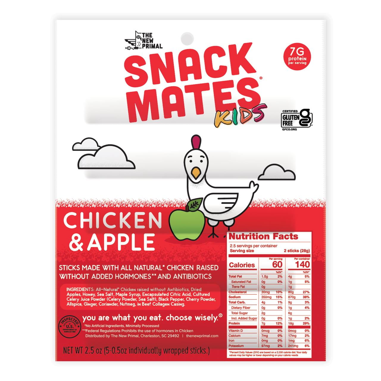 The New Primal Snack Mates Chicken and Apple Mini Meat Sticks 0.5 oz