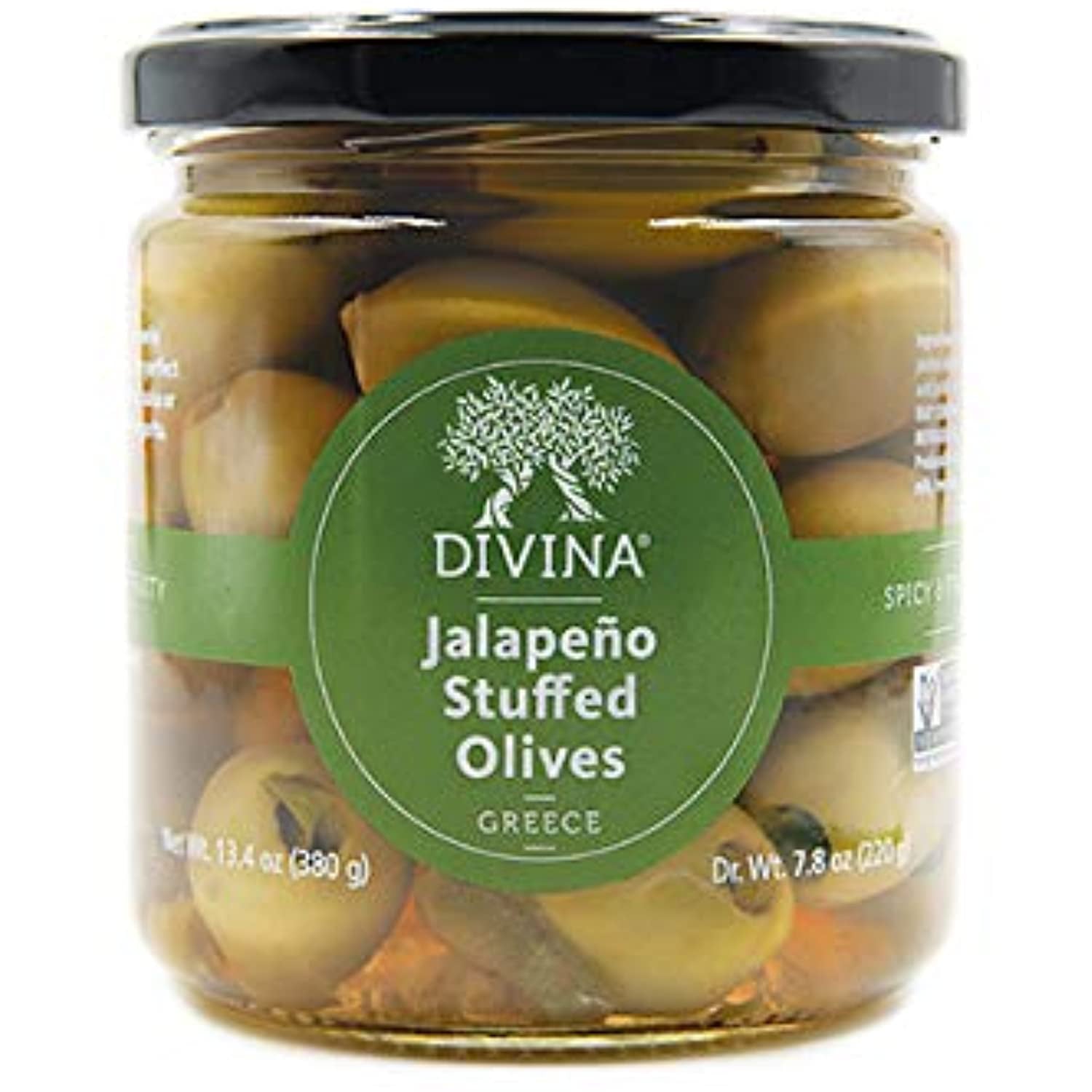Divina Green Olives Stuffed With Jalapeno Peppers 7.8oz 6ct