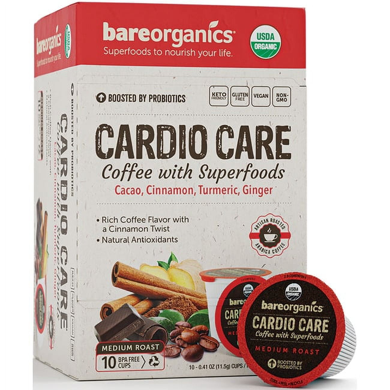 BareOrganics Cardio Care Coffee with Superfoods Single-Serve Cup