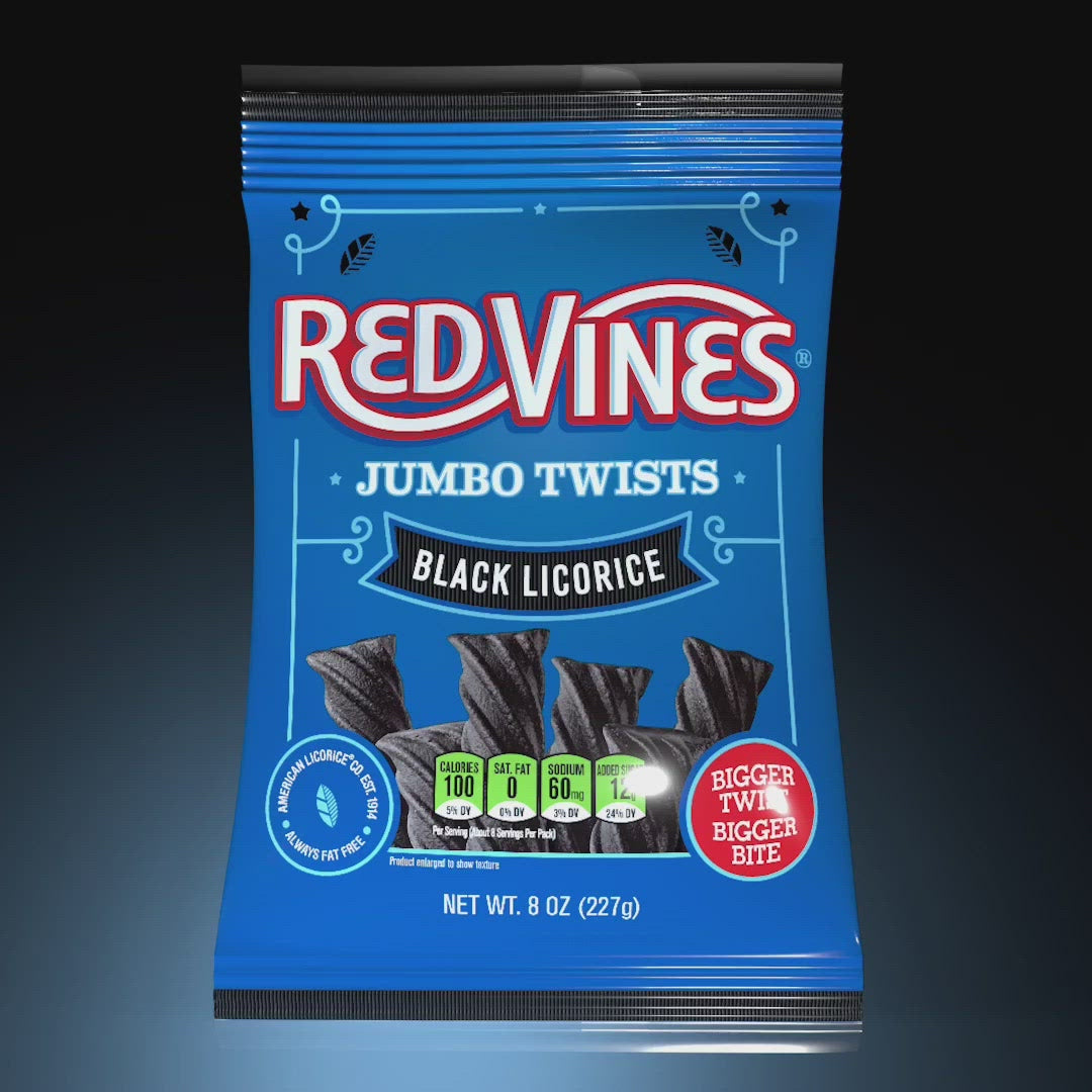Red Vines Jumbo Black Licorice Twists 8oz Hanging Bag