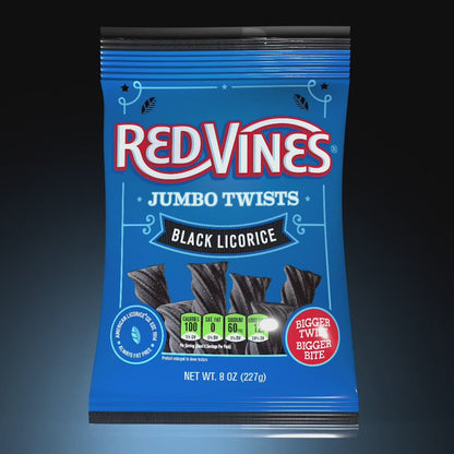 Wholesale Red Vines Jumbo Black Licorice Twists 8oz Hanging Bag- Bulk