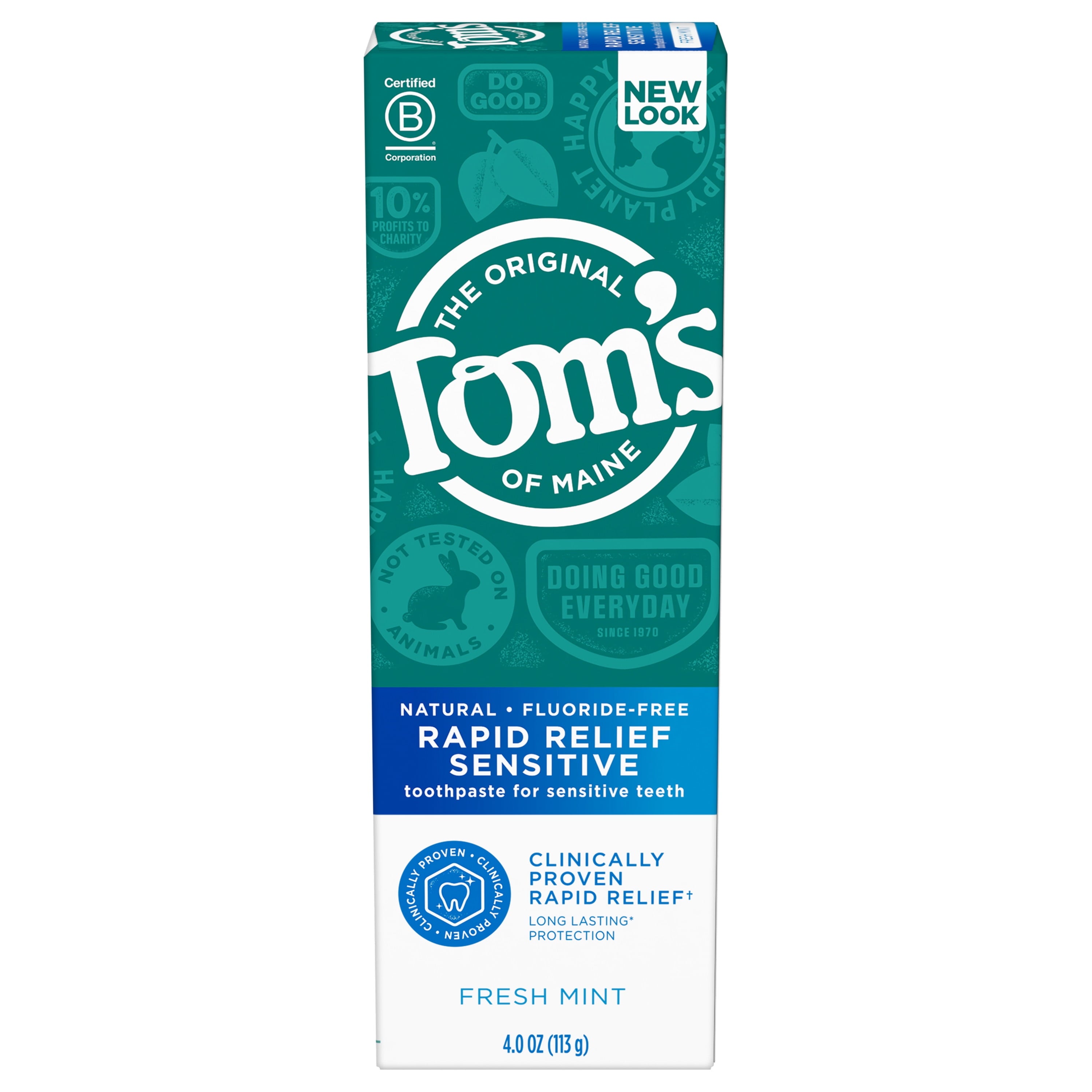 Tom's of Maine Rapid Relief Sensitive Fresh Mint Toothpaste Fluoride-Free 4 Oz Tube