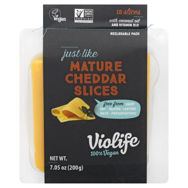 Violife Mature Cheddar Slices 7.05 Oz Pack