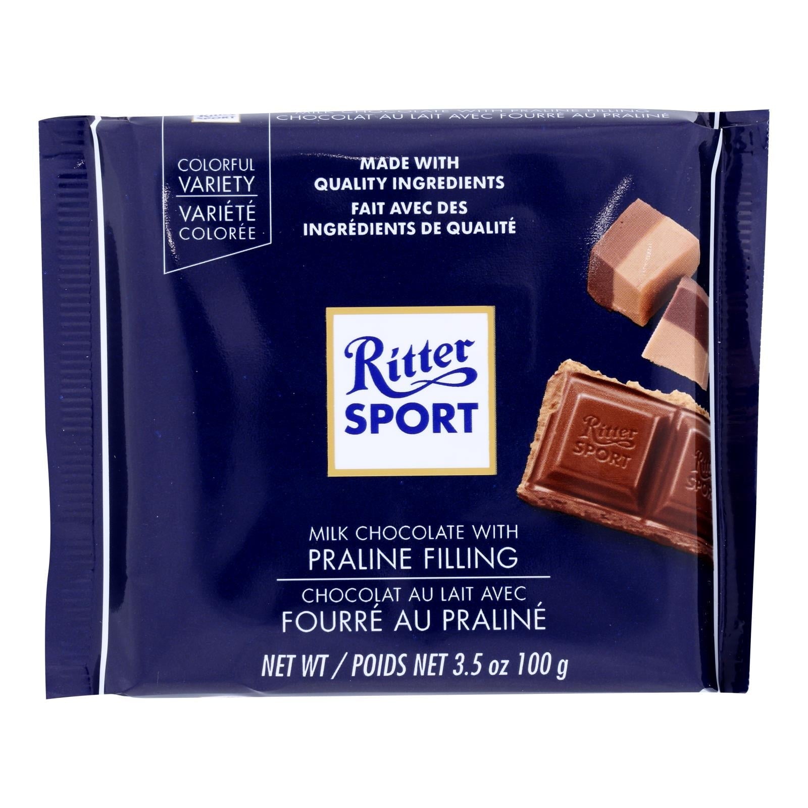 Ritter Sport Milk Chocolate With Praline Filling 3.5 Oz Bar