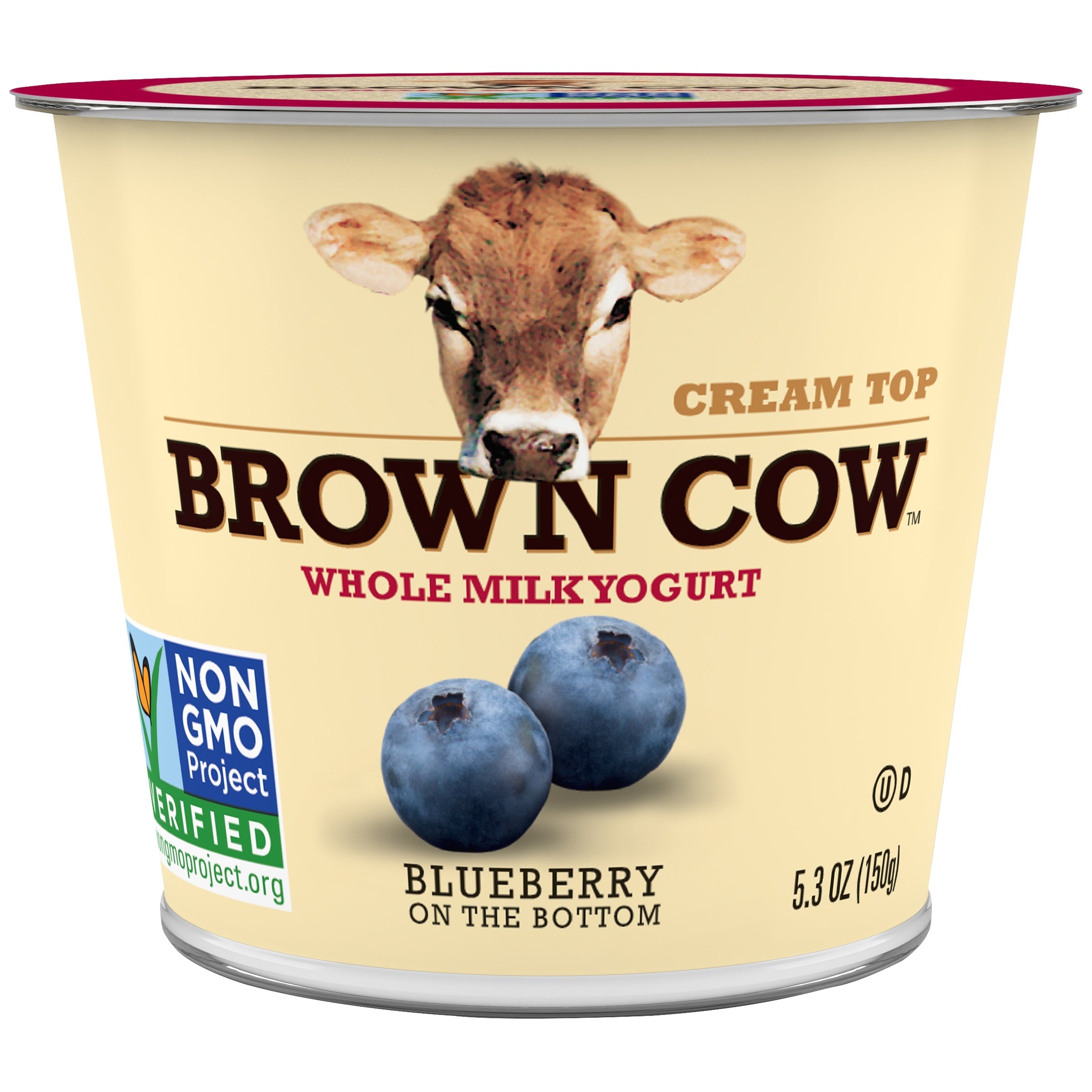 Brown Cow Cream Top Whole Milk Yogurt with Blueberry On The Bottom 5.3 Oz Cup