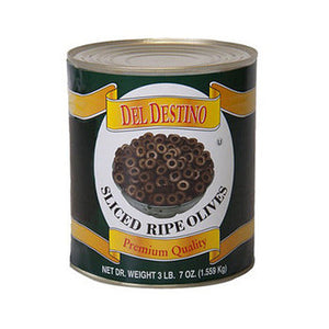 Wholesale Del Destino Sliced Black Ripe Spanish Olives #10cans-6ct Case Bulk