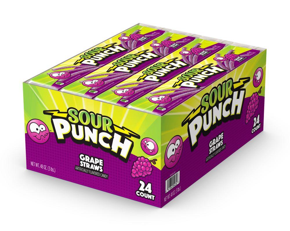 Sour Punch Grape Straws 24 Pack 2oz Bags