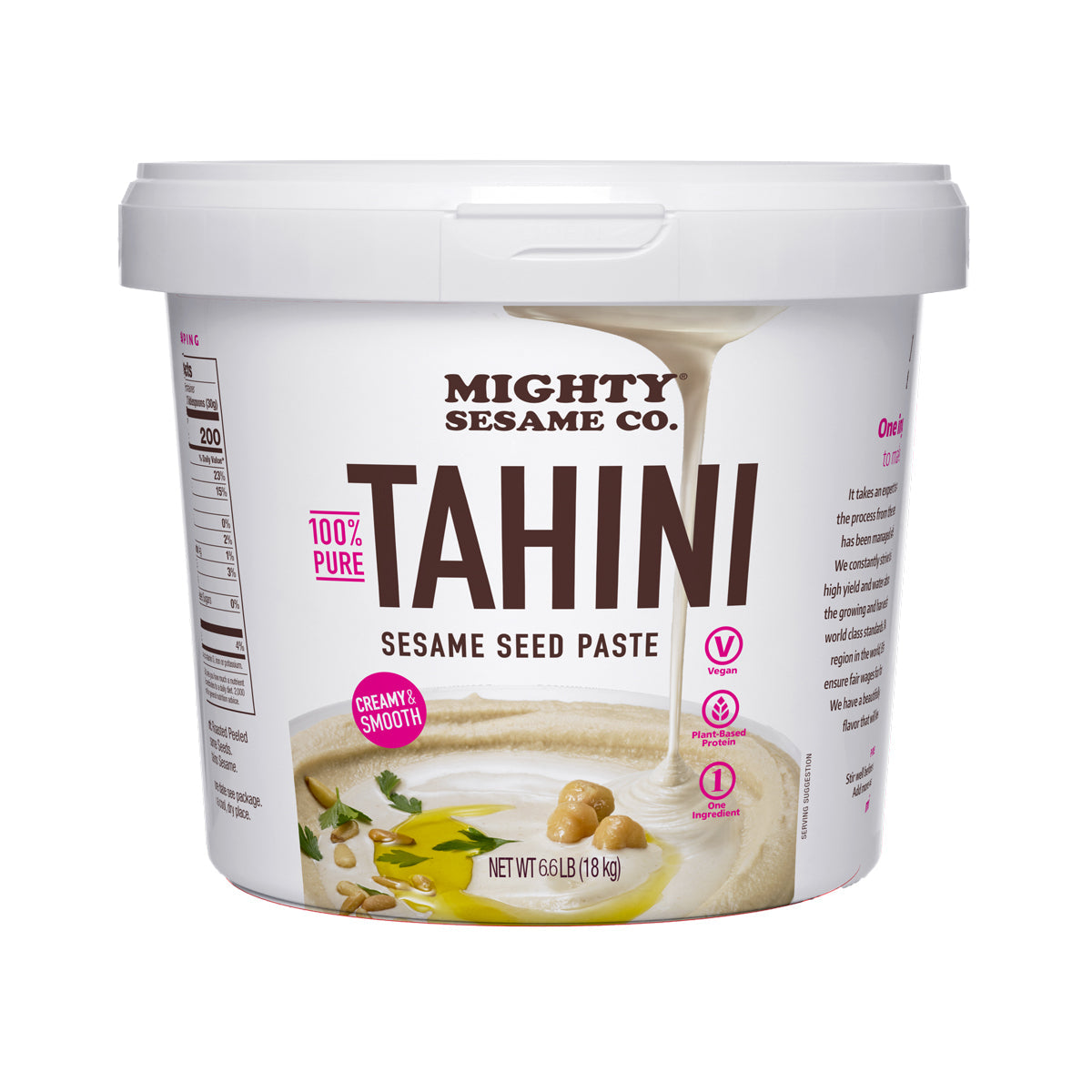 Wholesale Mighty Sesame Organic Tahini Paste 6.6 LB Tub-1ct Case Bulk