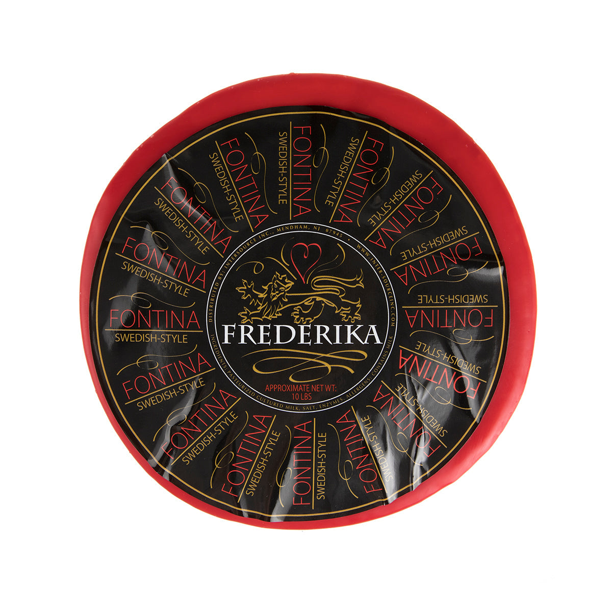 Wholesale Frederika Red Wax Fontina Cheese Wheel- Bulk