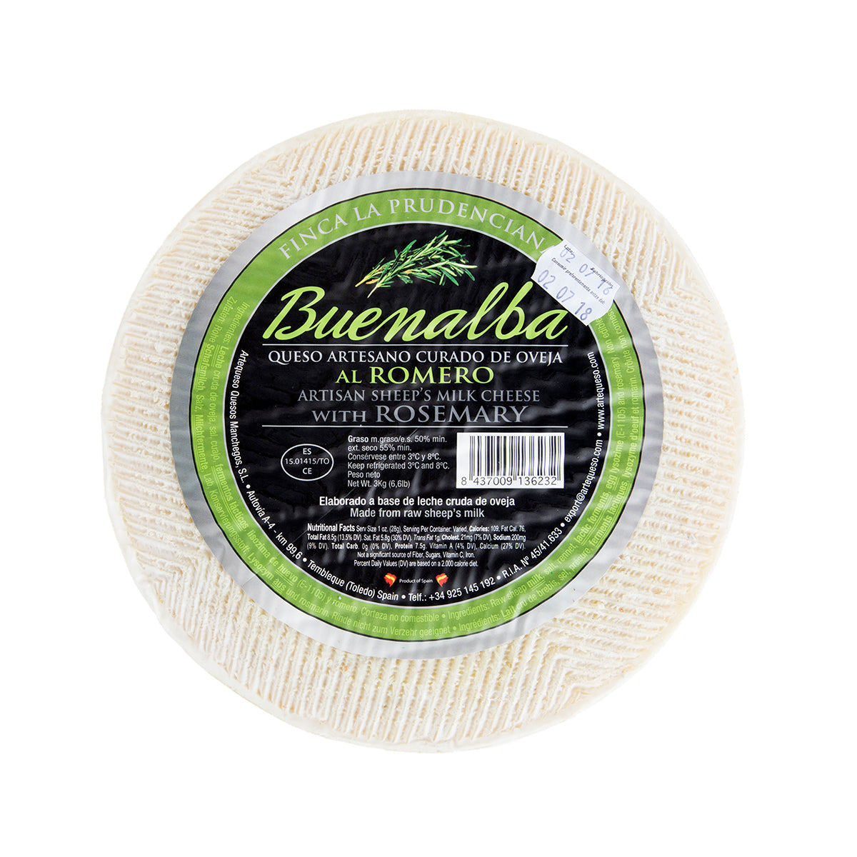 Wholesale Artequeso Manchego with Rosemary Cheese-7 LB Bulk