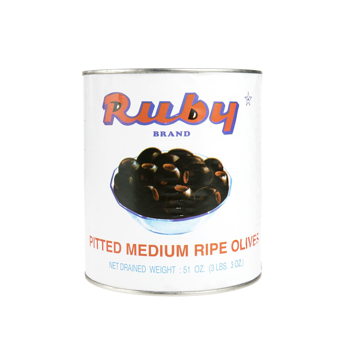Ruby Black Pitted Olives Tin #10