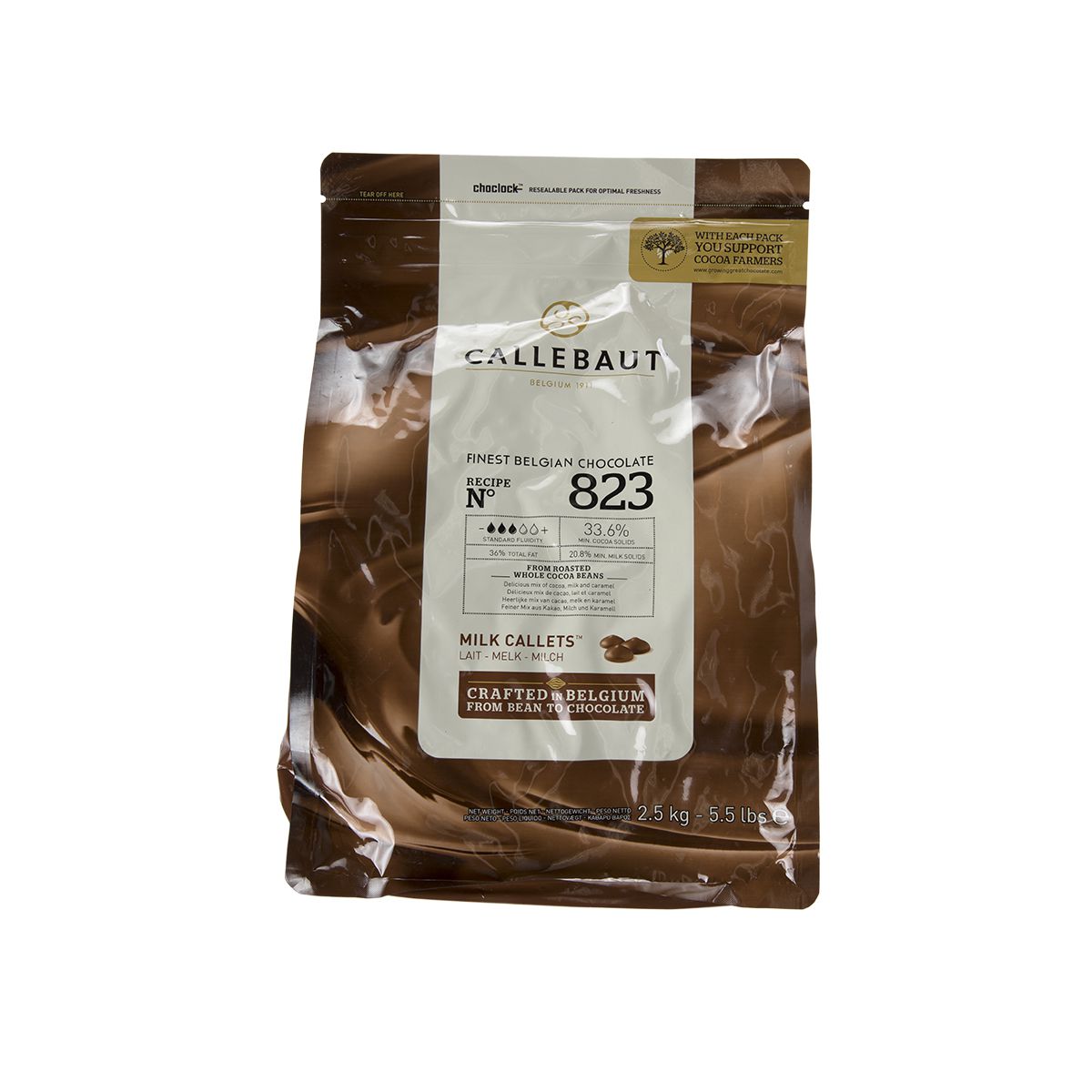 Wholesale Barry Callebaut 33.6% Milk Chocolate Couvertures Recipe 823 2.5 Kg Bag- Bulk