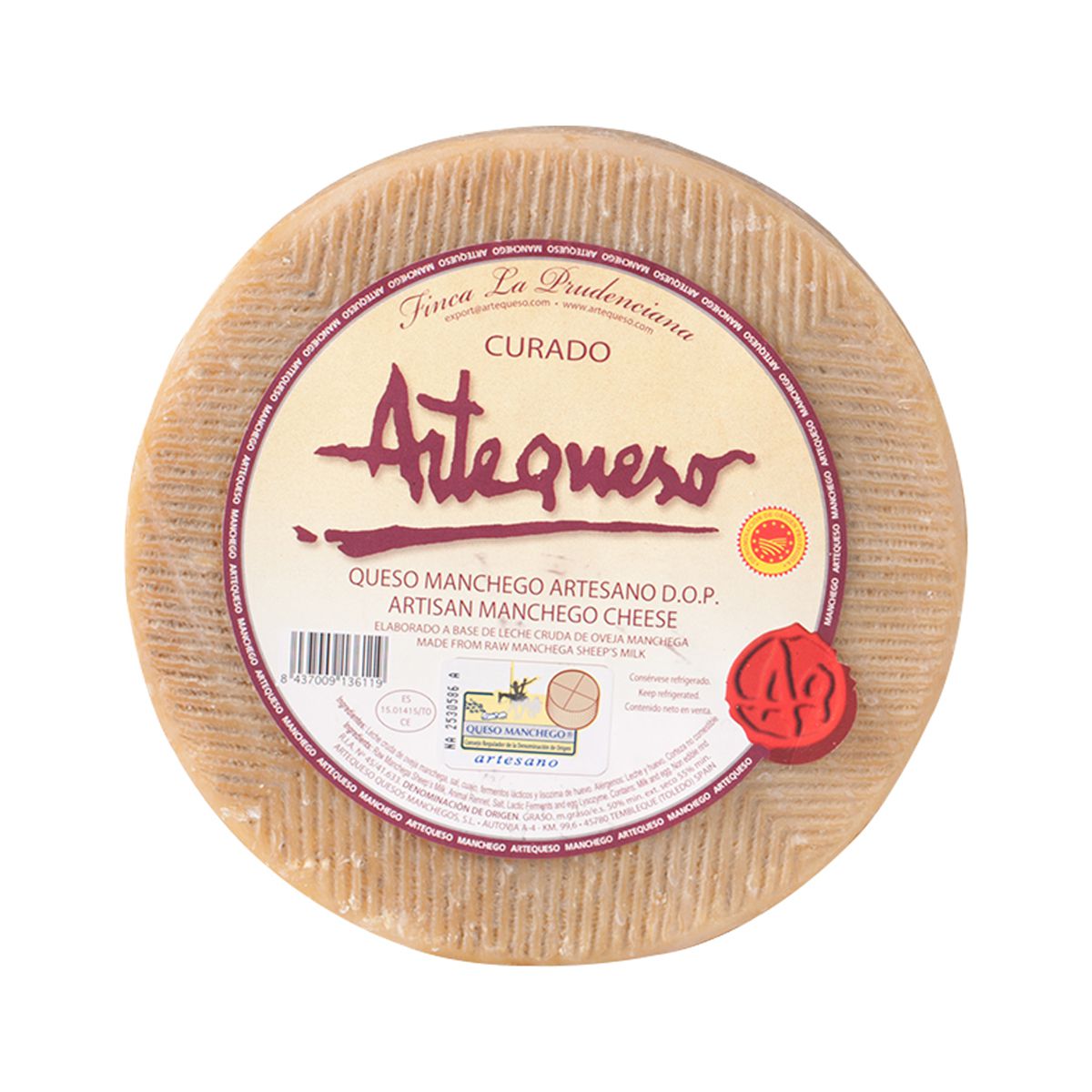 Wholesale Artequeso Manchego Curado 8 Month Aged Cheese-7 LB Bulk