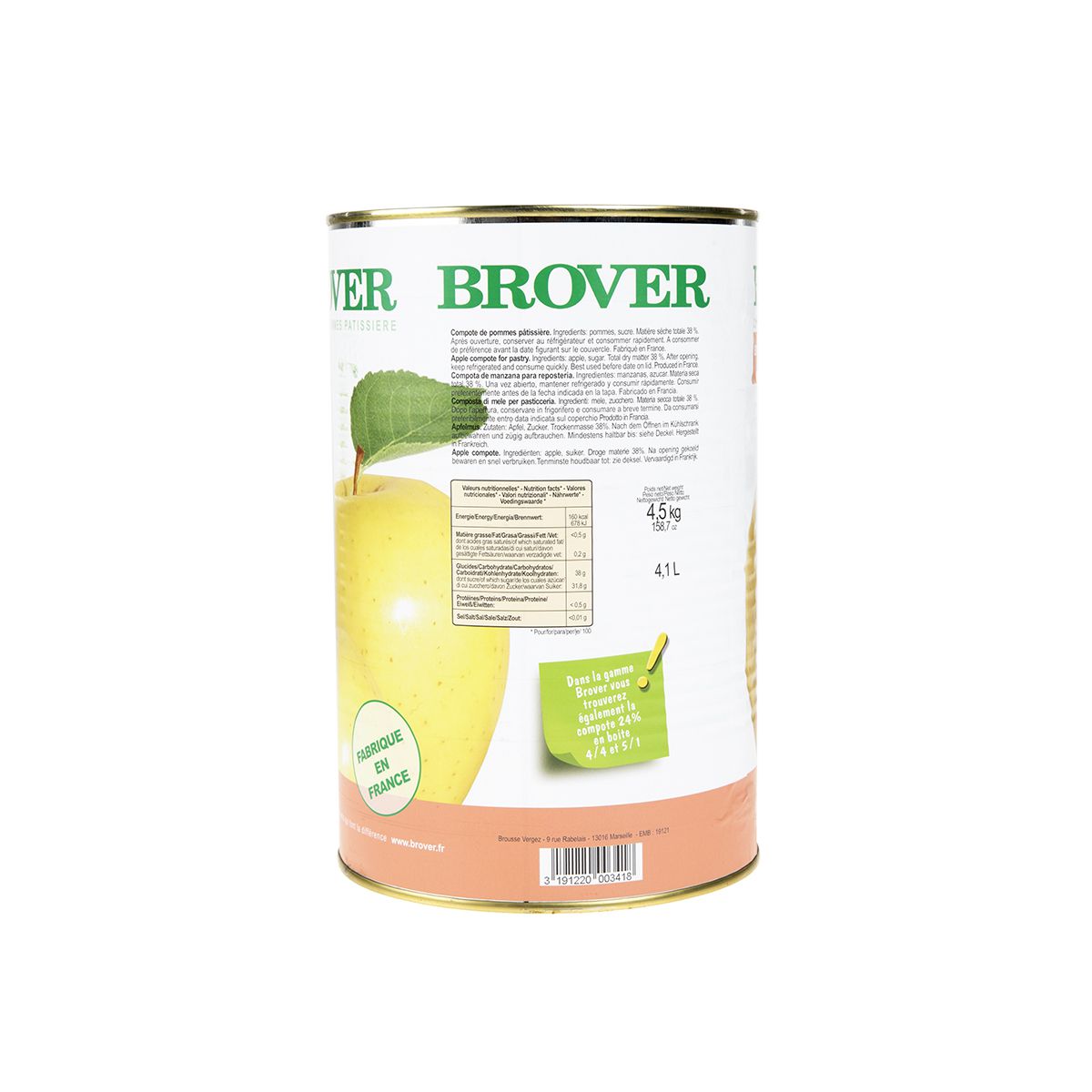 Wholesale Brover Apple Compote Sauce 38% Can- Bulk