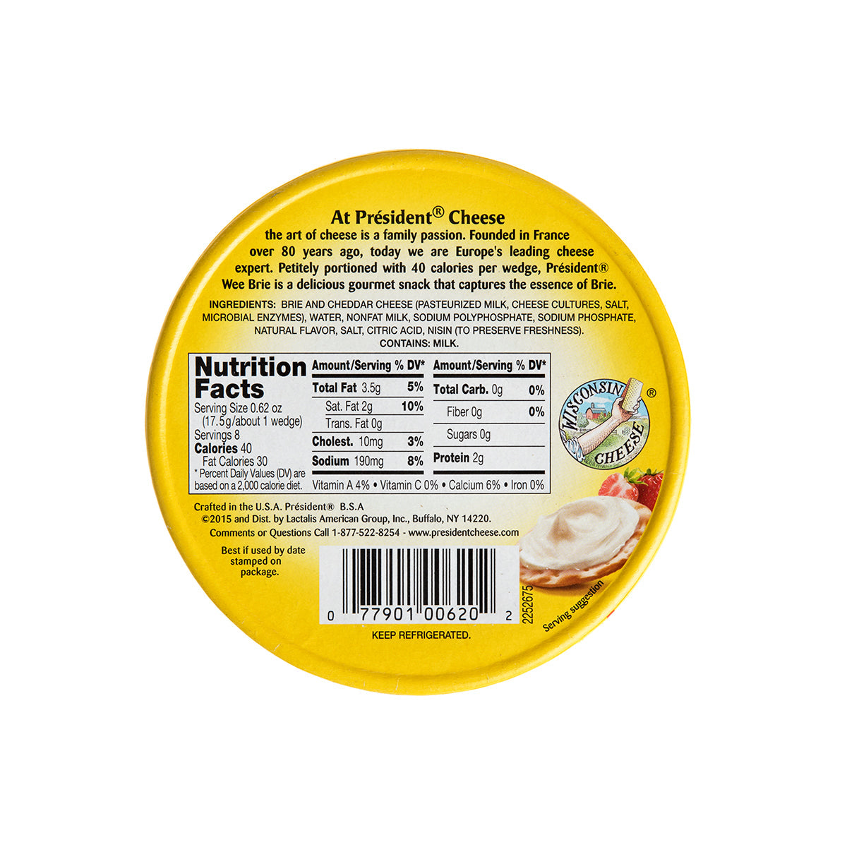 Président Cheese Wee Brie Wedges Cheese 4.94 OZ