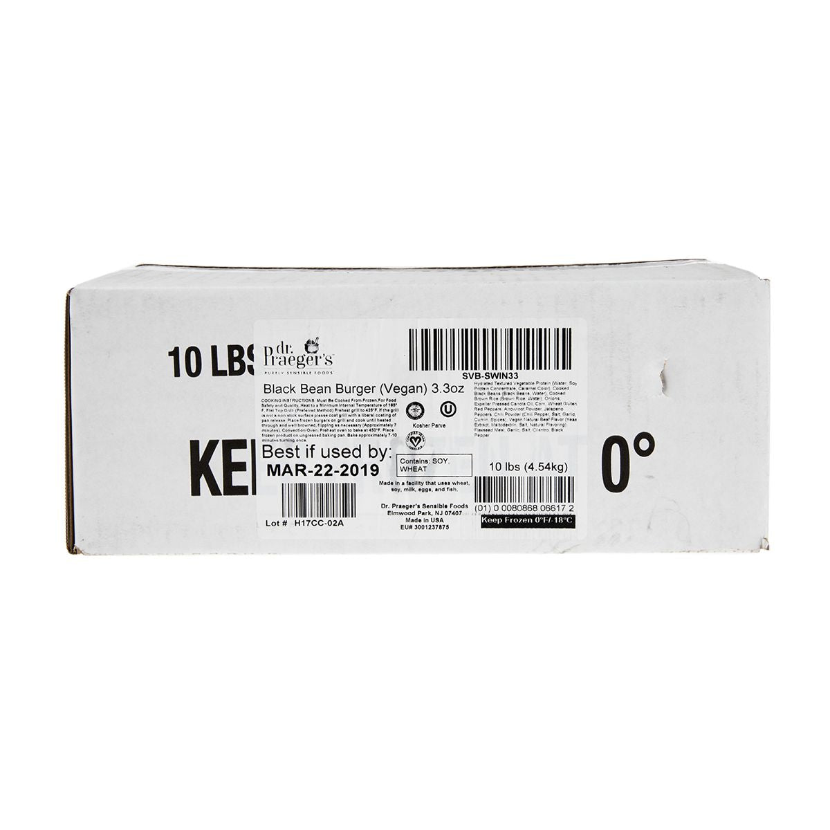 Wholesale Amy's Organic & Plant Based Vegan Black Bean Veggie Burger 10oz 40ct- Bulk