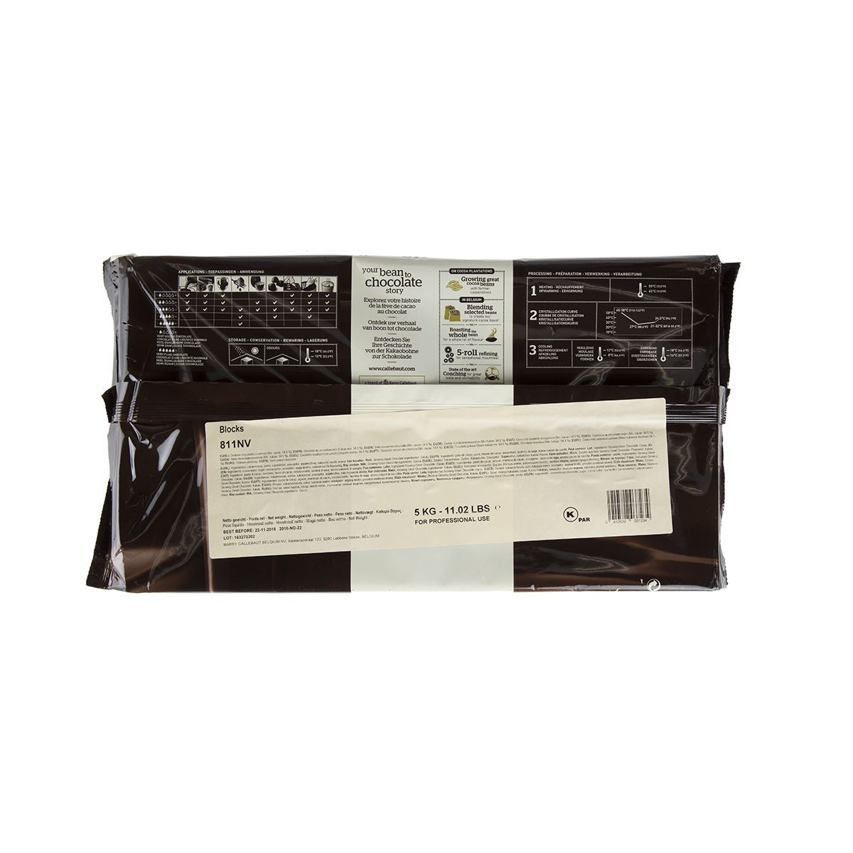 Barry Callebaut 53.8% Dark Chocolate 11 lb Block