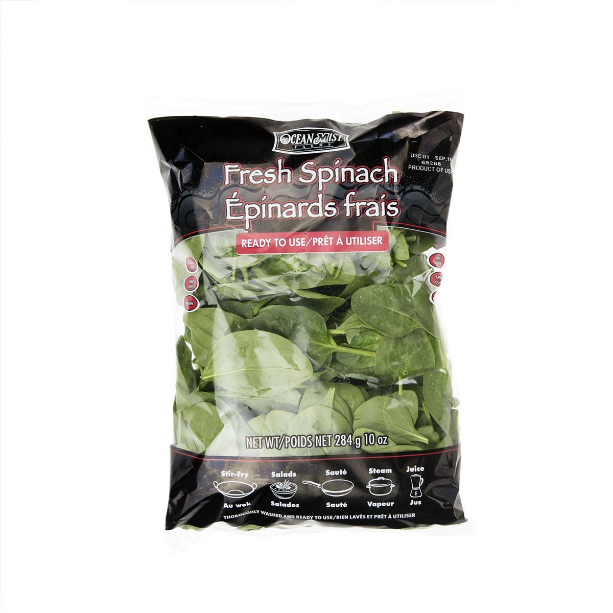 Wholesale BoxNCase Washed Flat-Leaf Spinach 10 OZ- Bulk