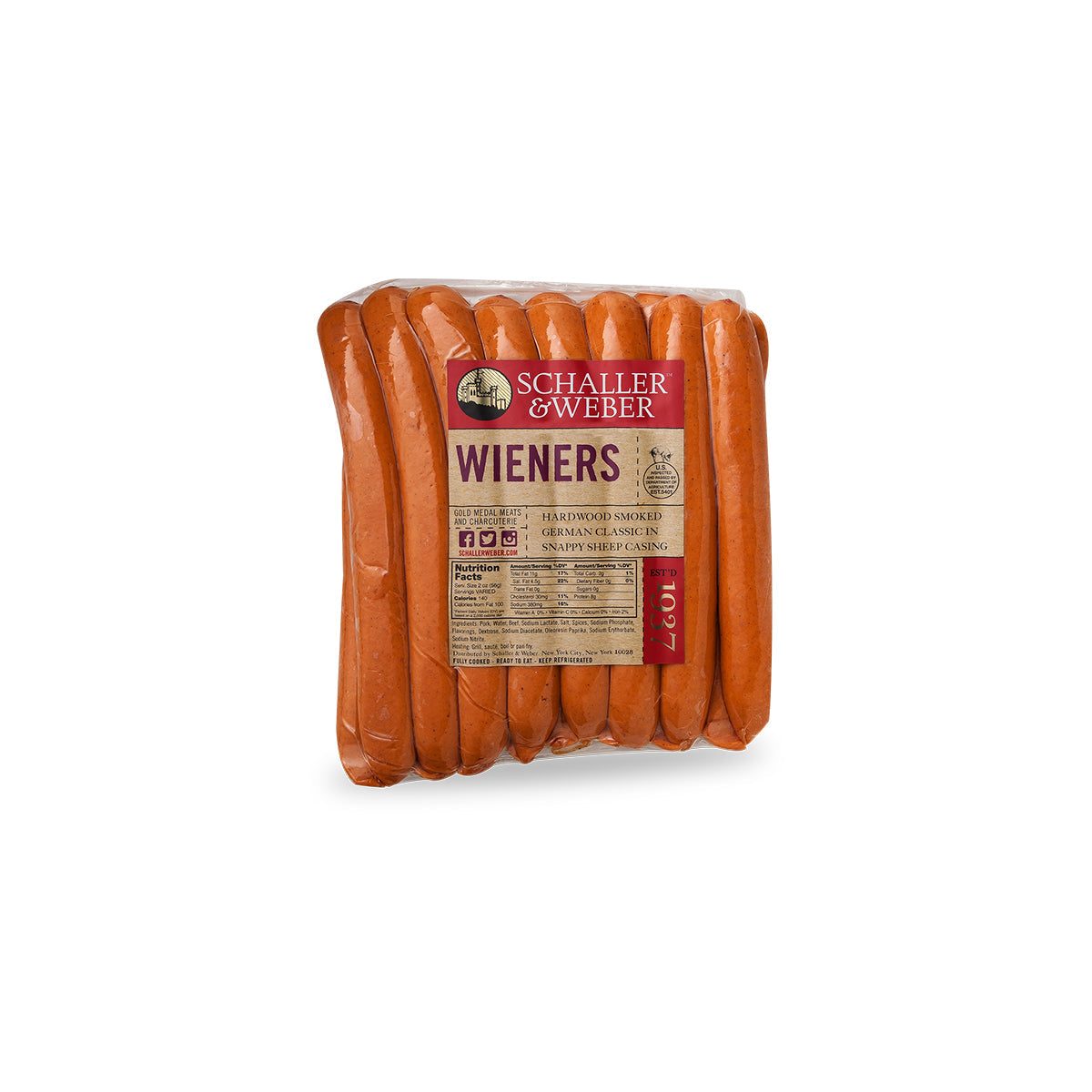 Wholesale Schaller & Weber Pork & Beef Hot Dogs Wiener Style- Bulk