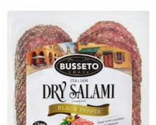Wholesale Busseto Sliced Black Pepper Italian Dry Salami, 8 oz- Bulk