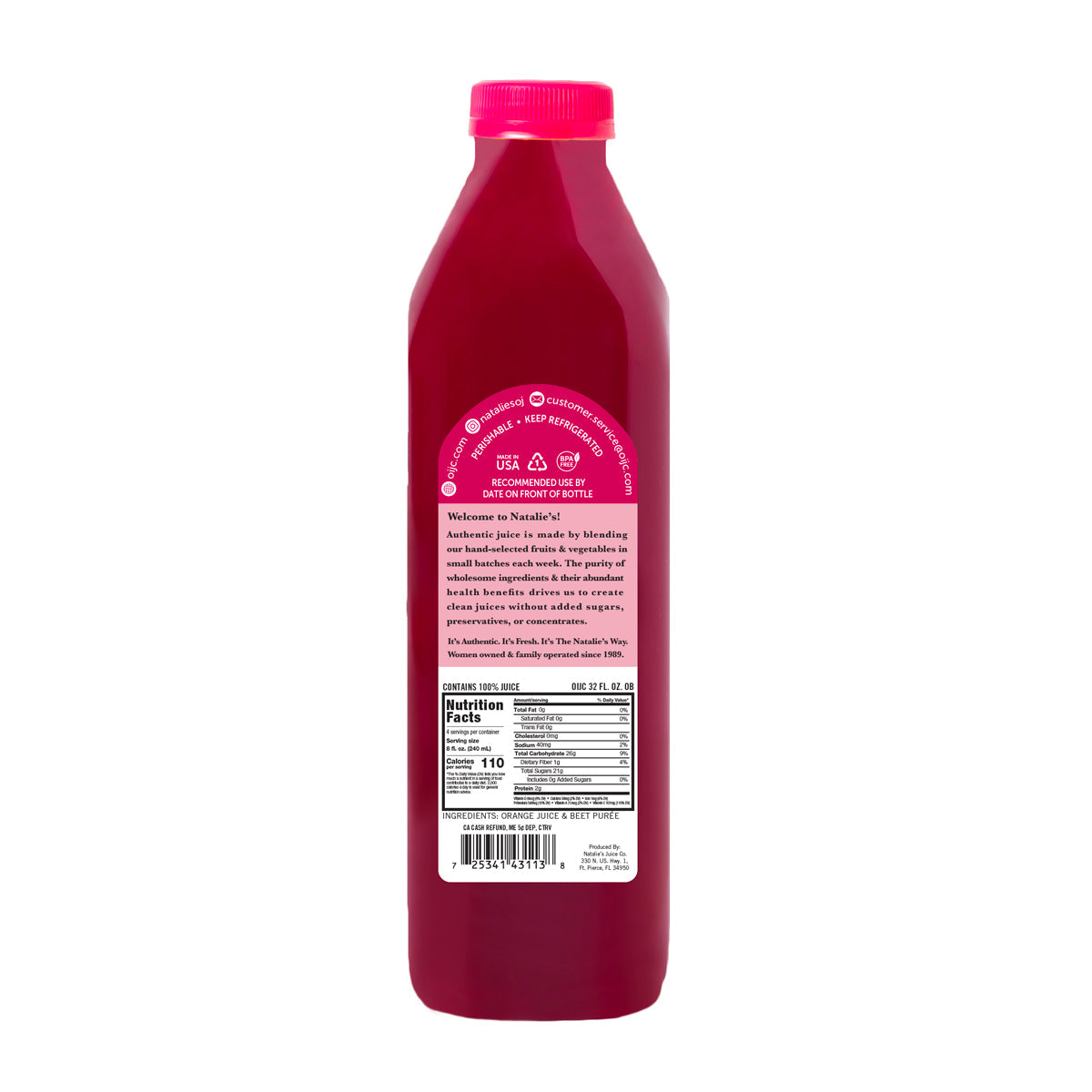 Wholesale Natalie'S Orchid Island Orange Beet Juice 32 OZ-6ct Case Bulk