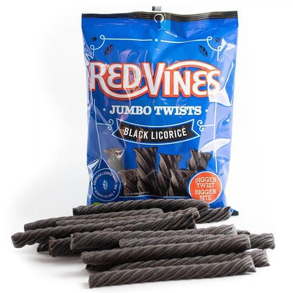 Wholesale Red Vines Jumbo Black Licorice Twists 8oz Hanging Bag- Bulk