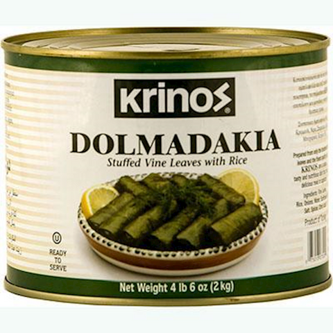 Krinos Dolmas Stuffed Grape Leaves with Rice Mediterranean Herbs 4.4 LB