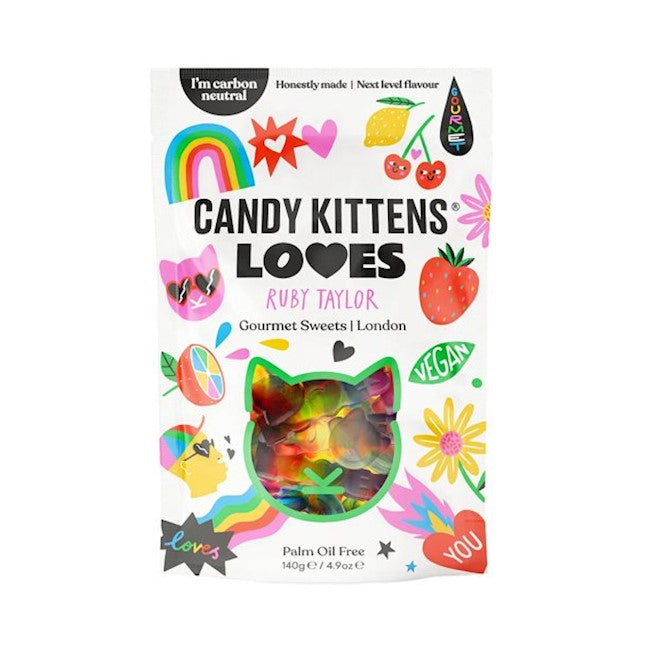 Wholesale Candy Kitten Loves Pouches in a display case of ten 4.9 OZ- Bulk