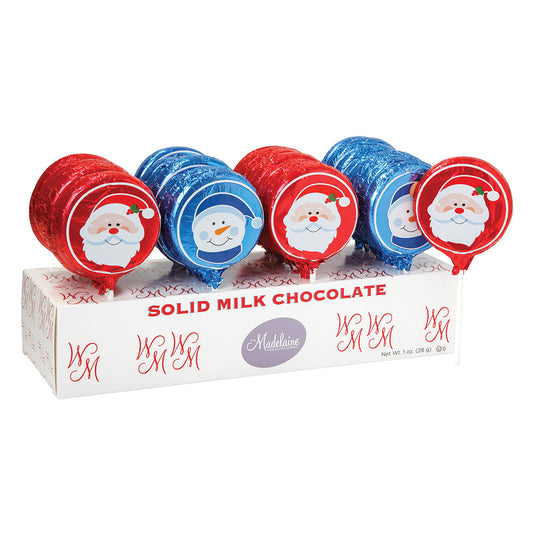Wholesale Madelaine Milk Chocolate Foiled Christmas 1 Oz Lollipop- Bulk