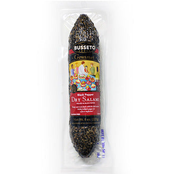 Wholesale Busseto Black Pepper Salami 8 oz Bag-45ct Case Bulk