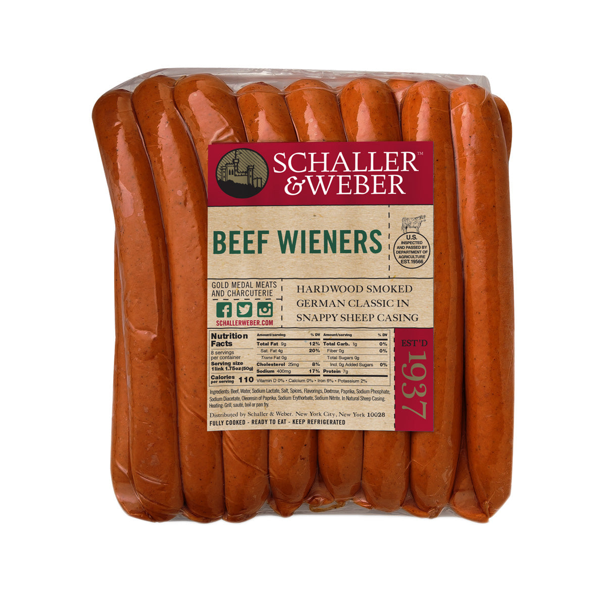 Schaller & Weber Wiener Style All Beef Hot Dog