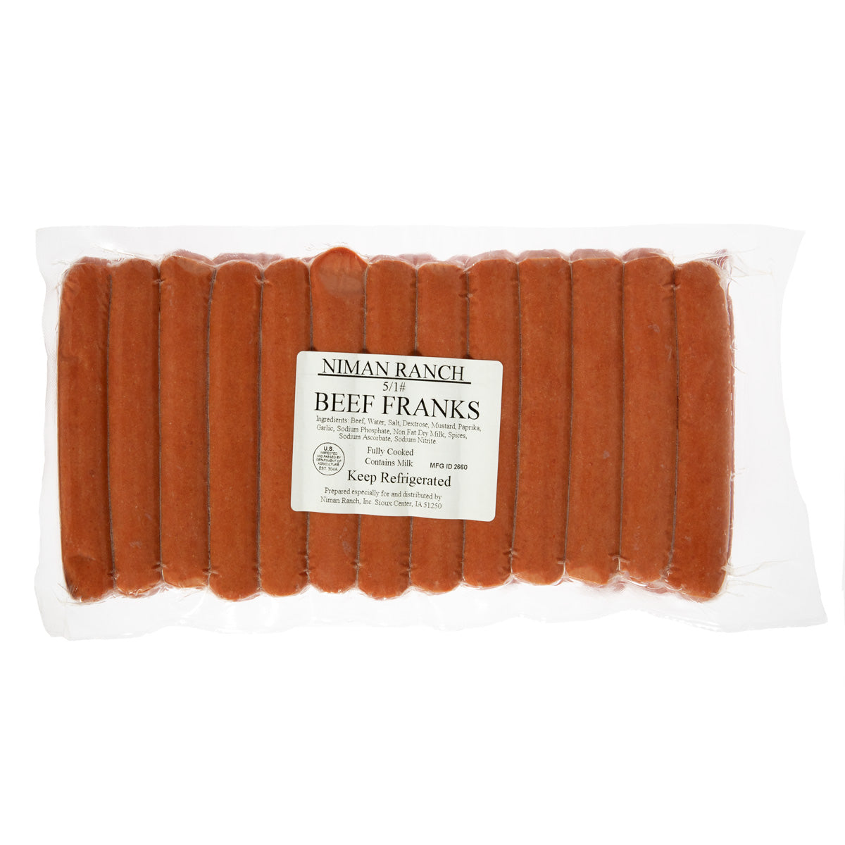Wholesale Niman Ranch All Natural Beef Hot Dog 5 LB- Bulk