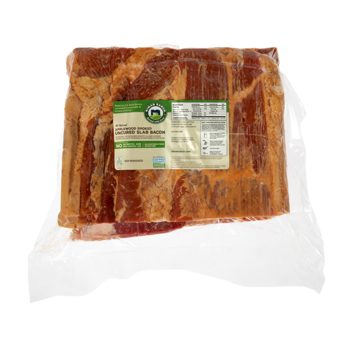 Wholesale Niman Ranch Applewood Smoked Uncured Slab Bacon-18 LB Bulk