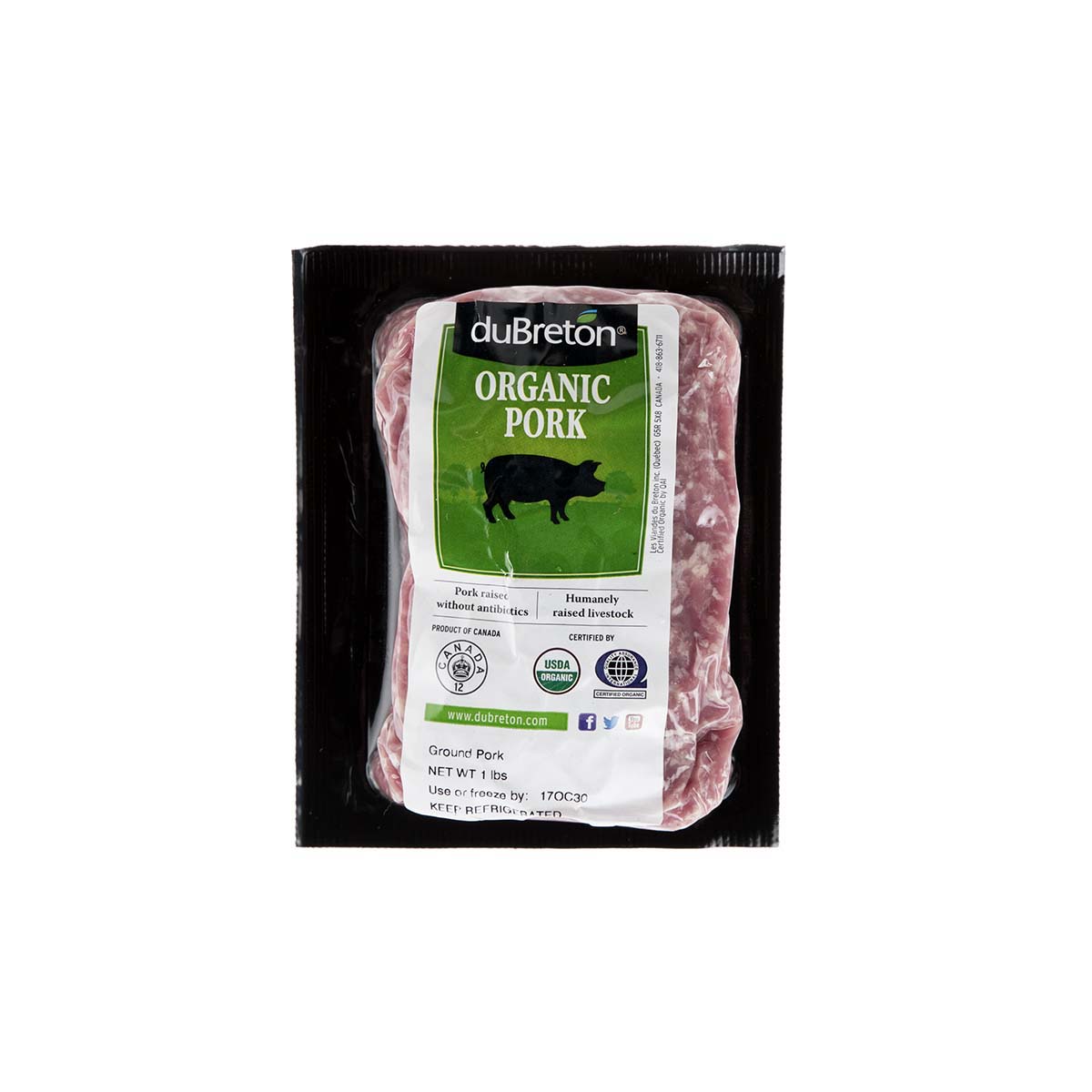Wholesale Les Viandes Du Breton Organic Ground Pork 1 LB Bag- Bulk