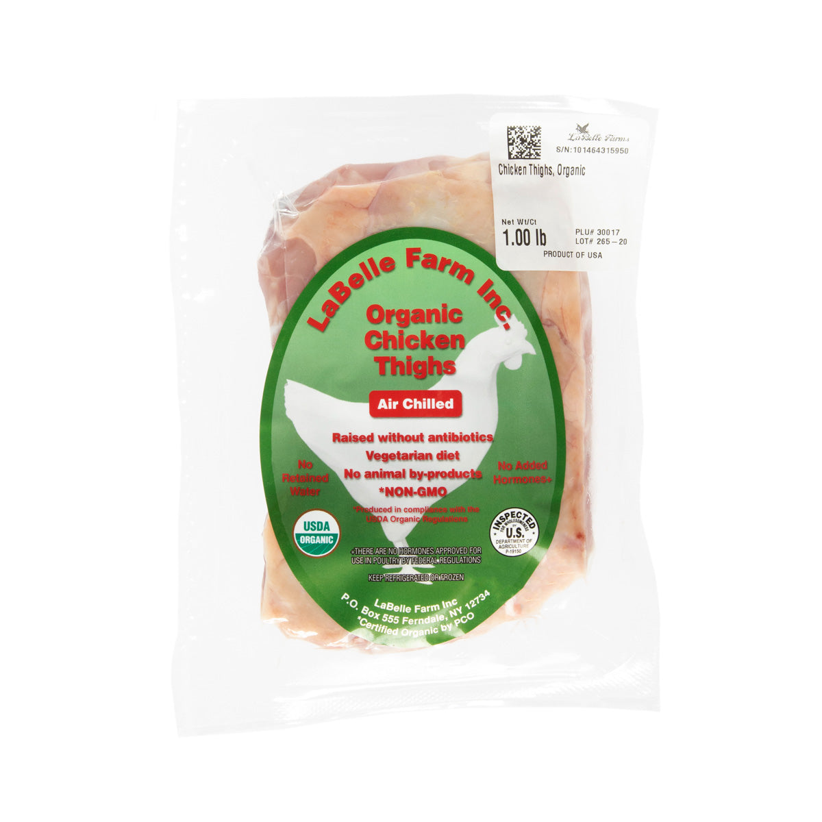 Wholesale La Belle Farm Organic Air Chilled Bone In Chicken Thighs-10 LB 10 PC Bulk