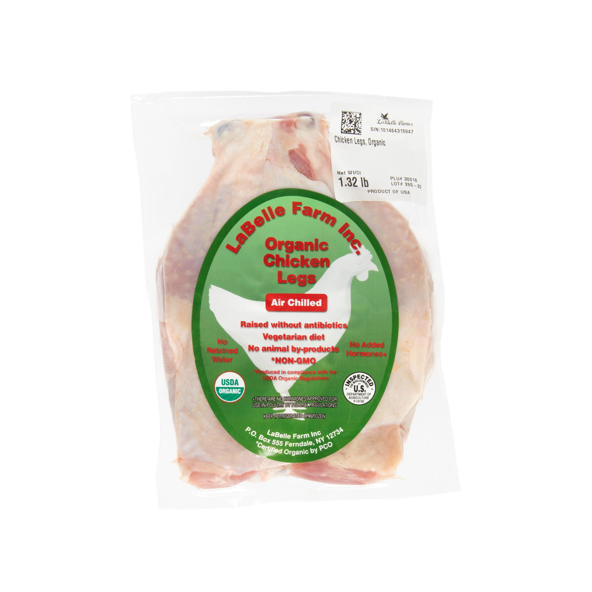 Wholesale La Belle Farm Organic Air Chilled Whole Chicken Legs-10 LB 10 PC Bulk