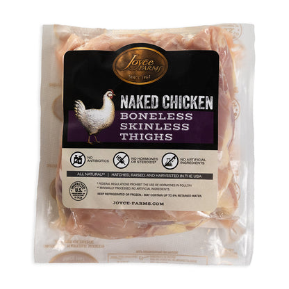Wholesale Joyce Farms Naked Boneless Skinless Chicken Thighs- Bulk