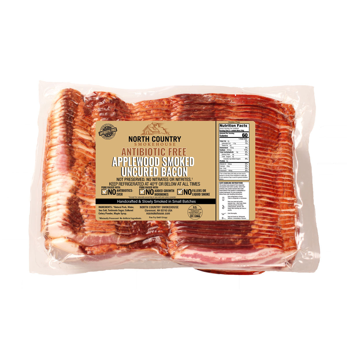 Wholesale North Country Smokehouse Uncured ABF Applewood Smoked Bacon 13-15 Slices-5 LB Bulk